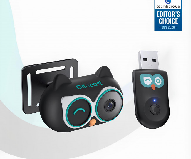 Бездротовий CarPlay/Android Auto адаптер та камера для спостереження за дитиною  Ottocast Cabin Care